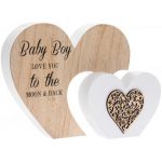 Baby boy wooden heart block