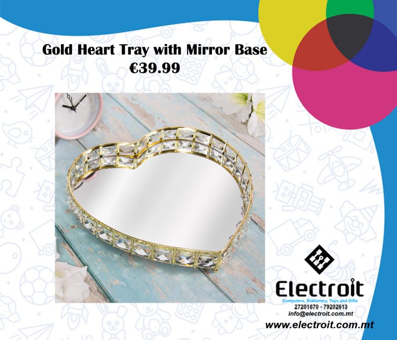 Gold Heart Tray with mirror Base