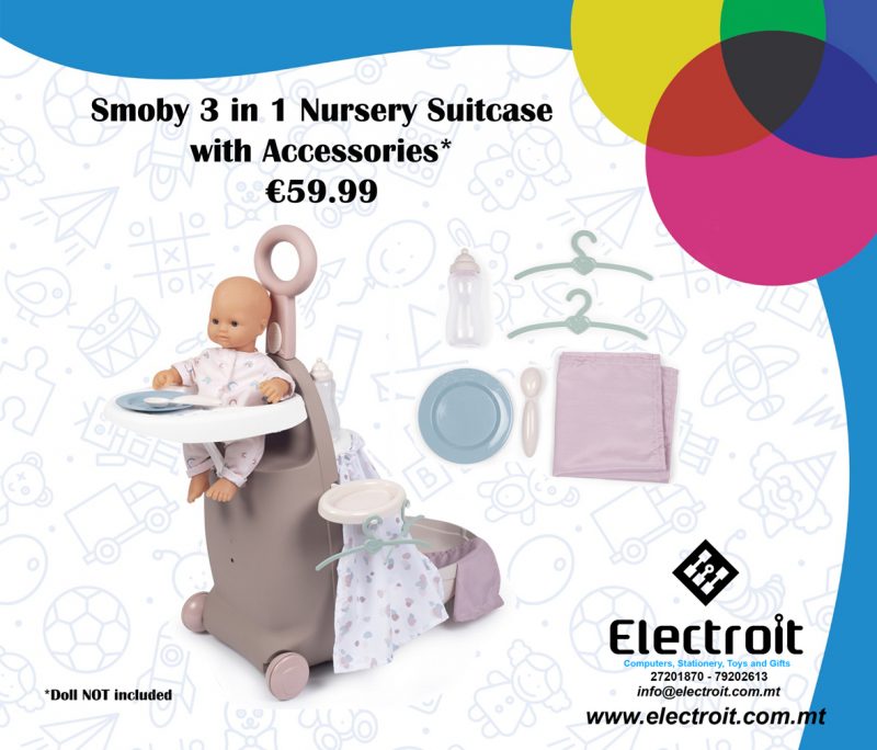 Smoby 3 in 1 Nursery Suitcase  - Brown