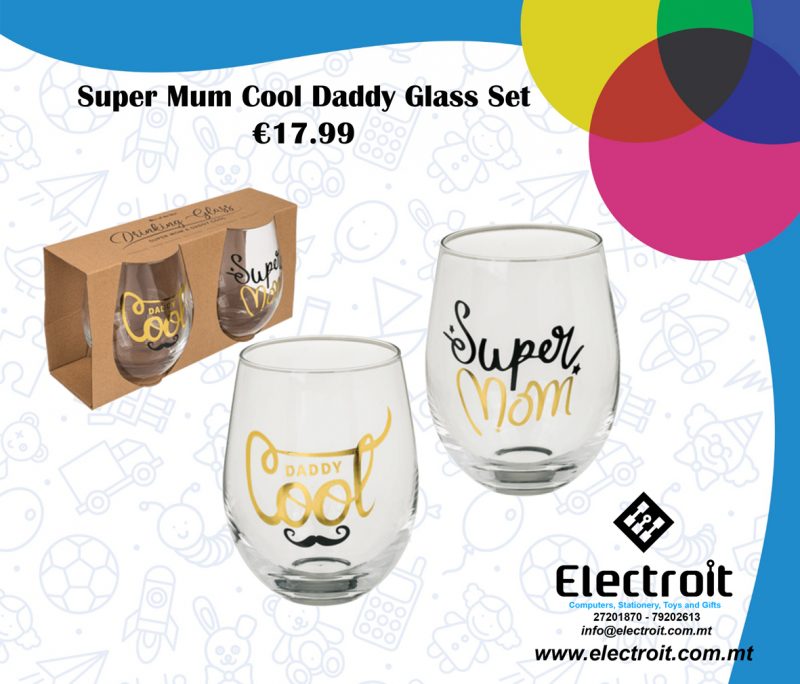 Super Mom and Cool Daddy Drinking Glasses