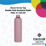 Screw Top Stainless Steel Bottle 1L Pink