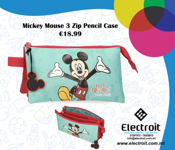 Mickey Mouse 3 Zip Pencil Case