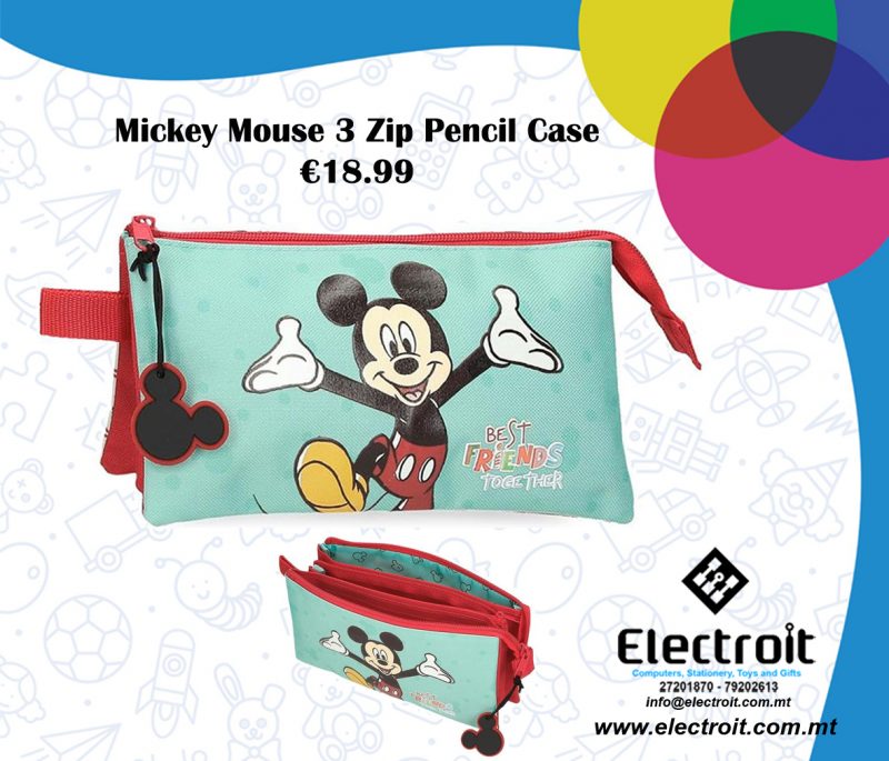 Mickey Mouse 3 Zip Pencil Case