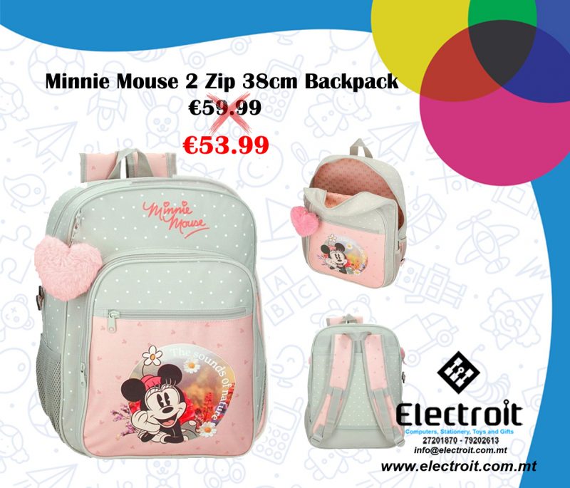 Minnie Mouse Backpack 2 Zip 38cm