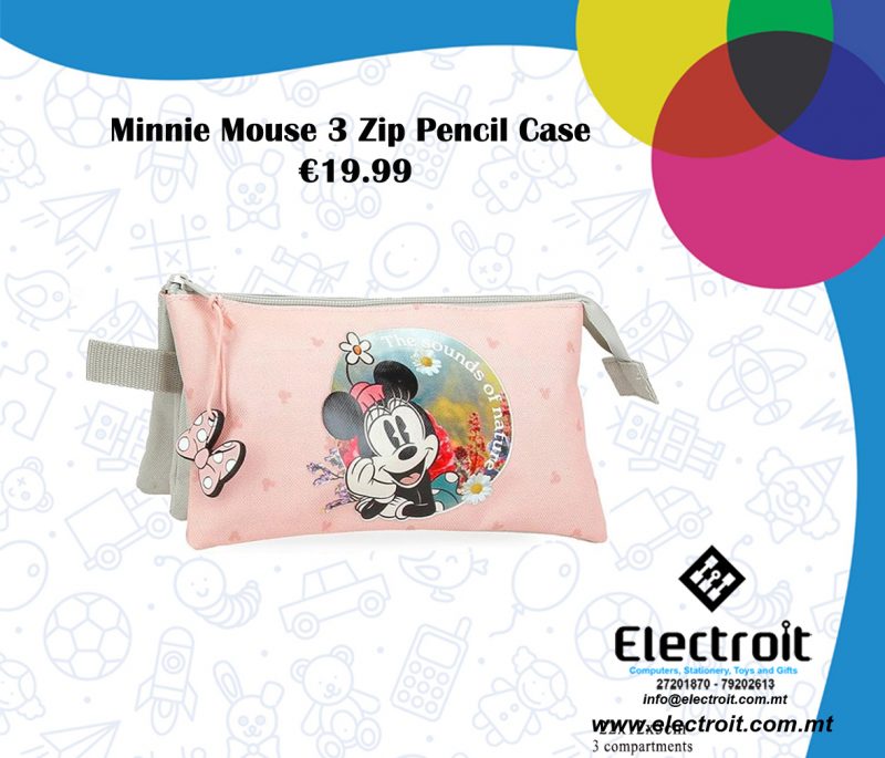 Minnie Mouse 3 Zip Pencil Case