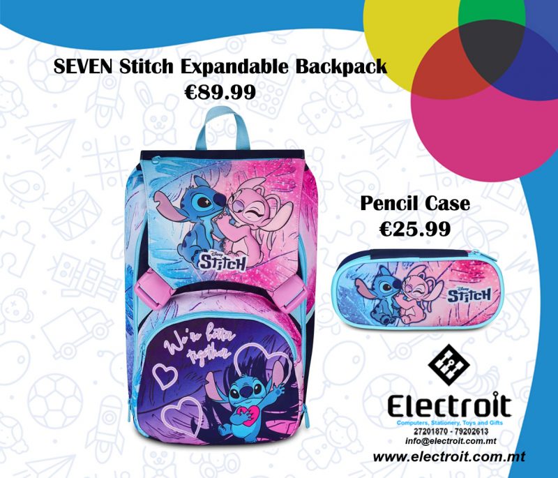 Seven Stitch Expandable Backpack & Pencil Case