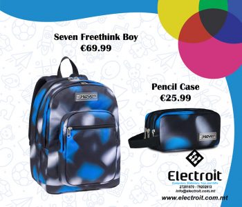 Seven Freethink Backpack & Pencil Case Blue Design