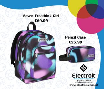 Seven Freethink Backpack & Pencil Case Purple & Blue Hues Design