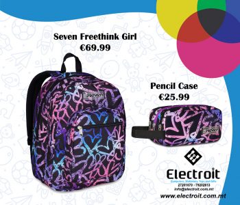 Seven Freethink Backpack & Pencil Case Hearts Design
