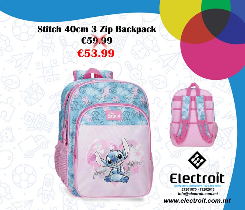 Stitch 40cm 3 Zip Backpack