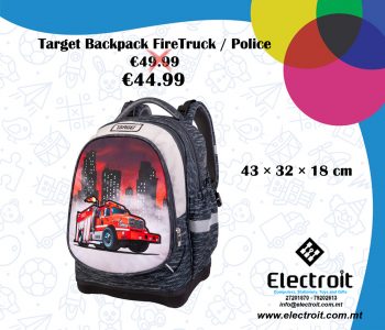 Target 2 Face Backpack Firetruck / Police Car