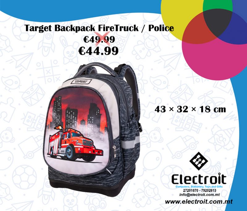Target 2 Face Backpack Firetruck / Police Car