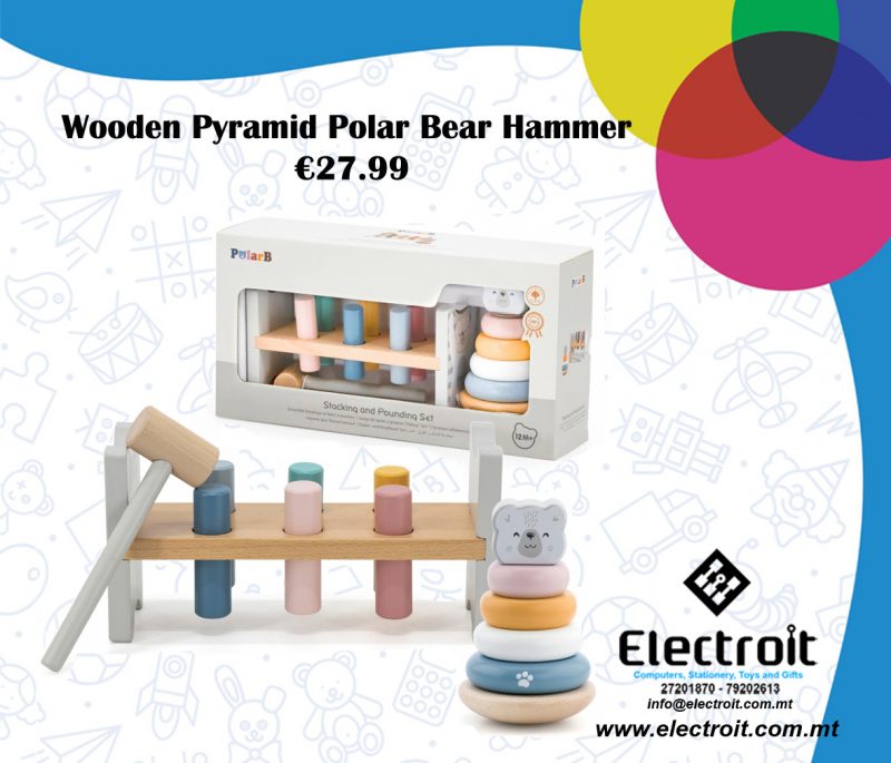 Wooden Stacking and Pounding Pyramid Bear Hammer