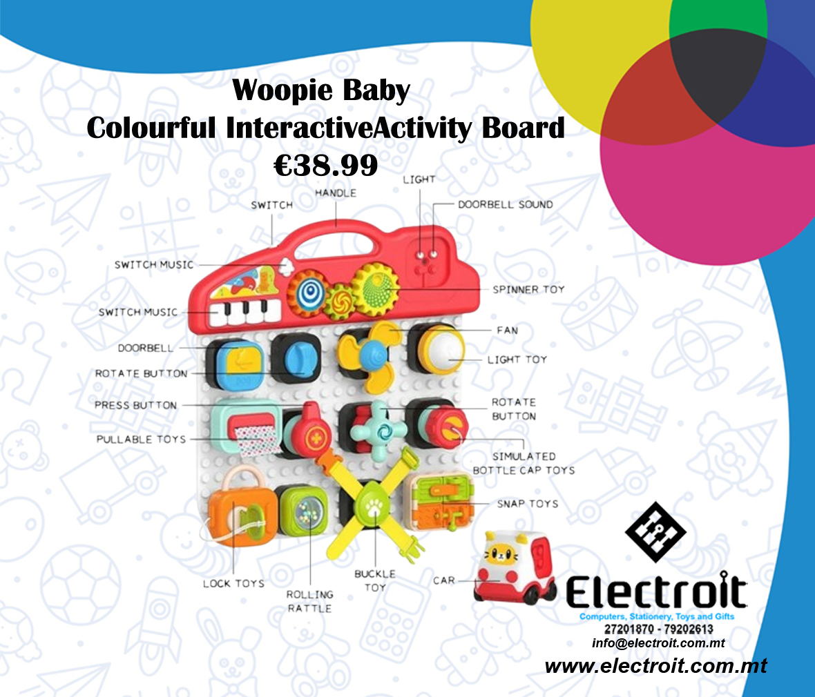Woopie Colourful Activity Panel Manipulative Board