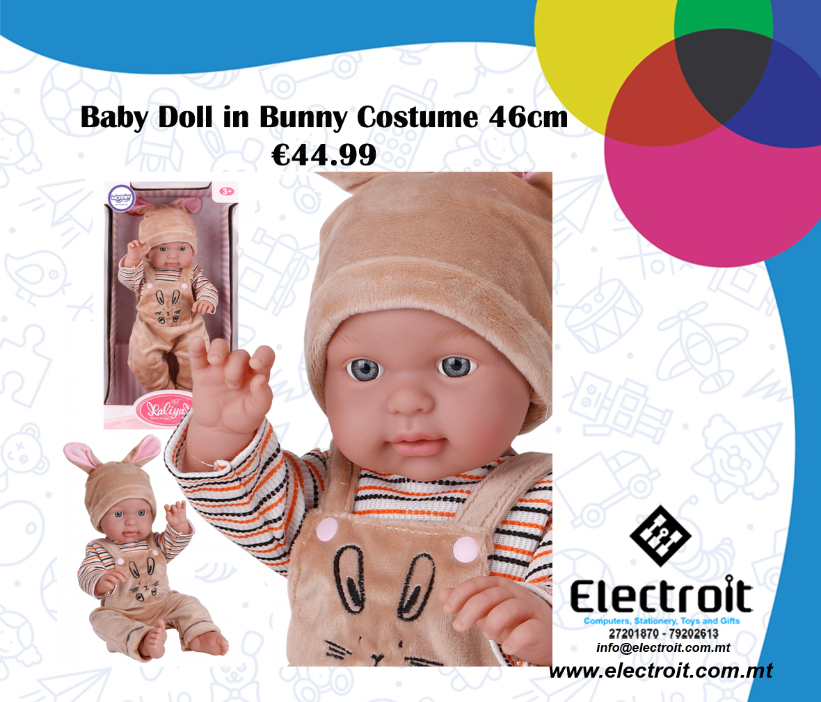 Woopie Baby Doll in Bunny Costume - 46cm