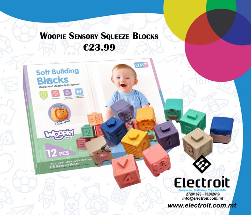 Woopie Baby  Sensory Blocks Squeeze Puzzle Sound Learning Counting 12 pcs