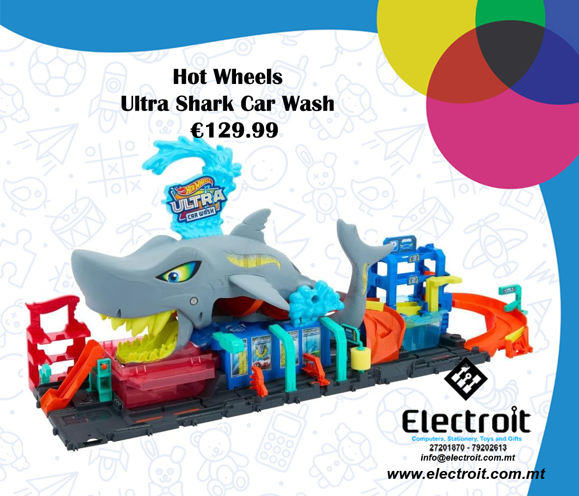 Hot Wheels Ultra Shark Car Wash Playset