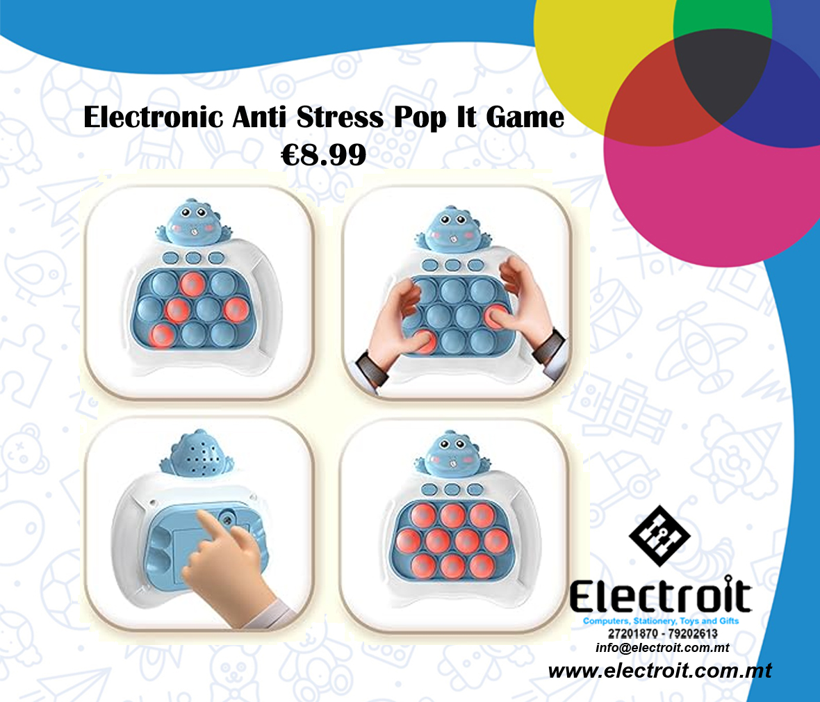 Woopie Pop It Electronic Arcade Game - Blue