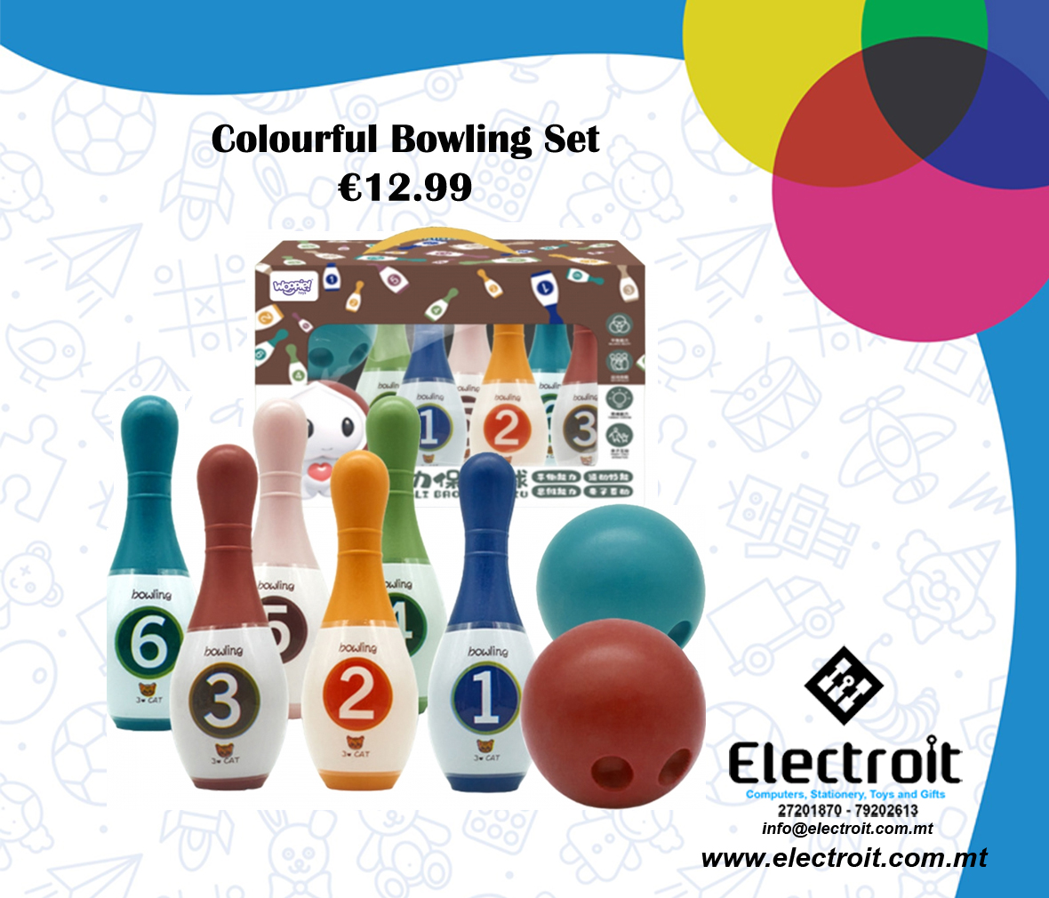 Woopie Colorful Number Bowling Pins for Kids