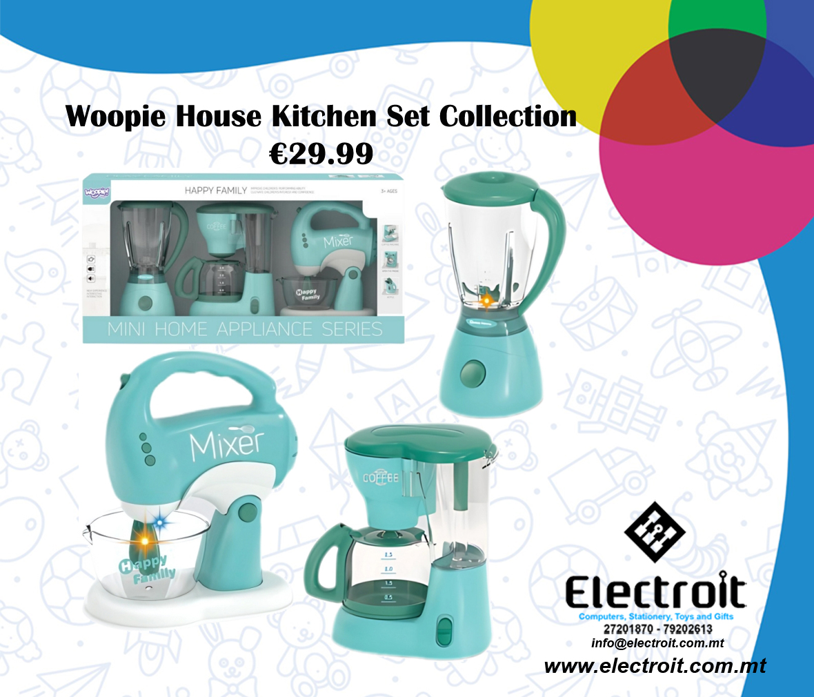 Woopie Kitchen White Goods, 3 in 1 Mixer Blender and Food Processor Set